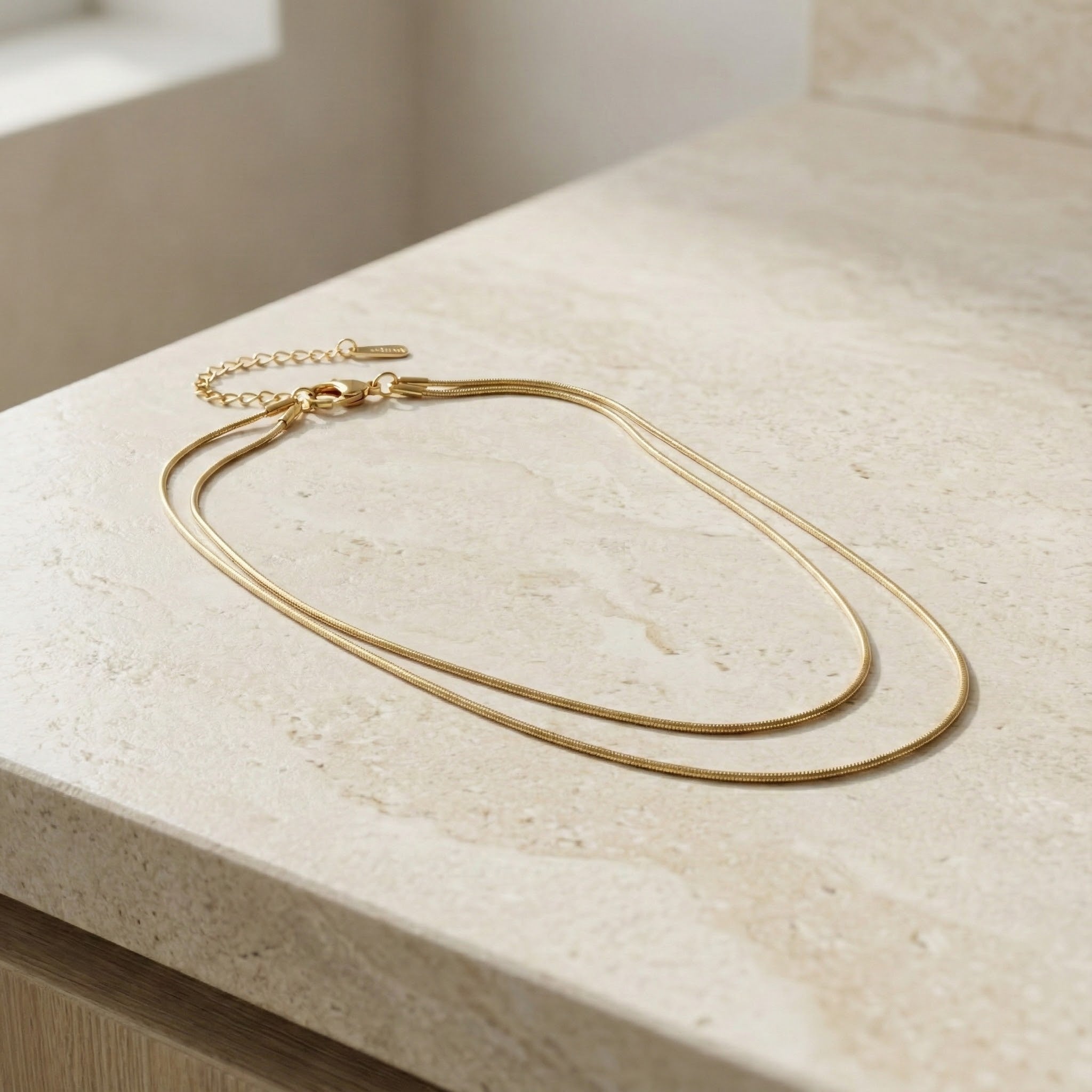 Layered Chain Necklace in Gold