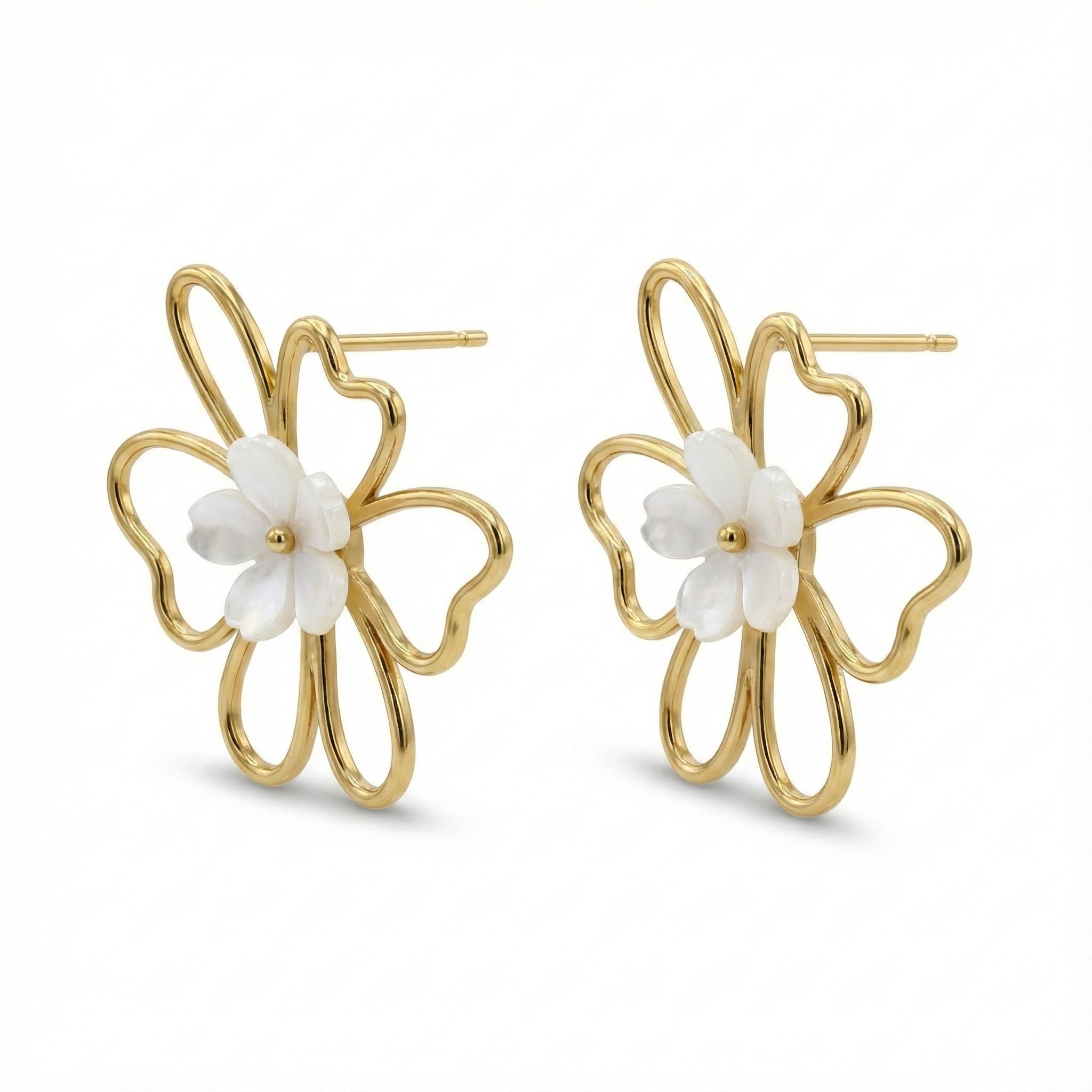 Floral Statement Earrings in Gold