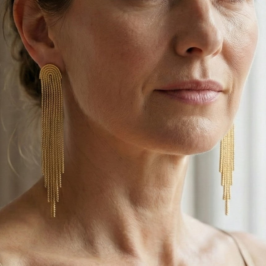 Tassel Drop Earrings in Gold