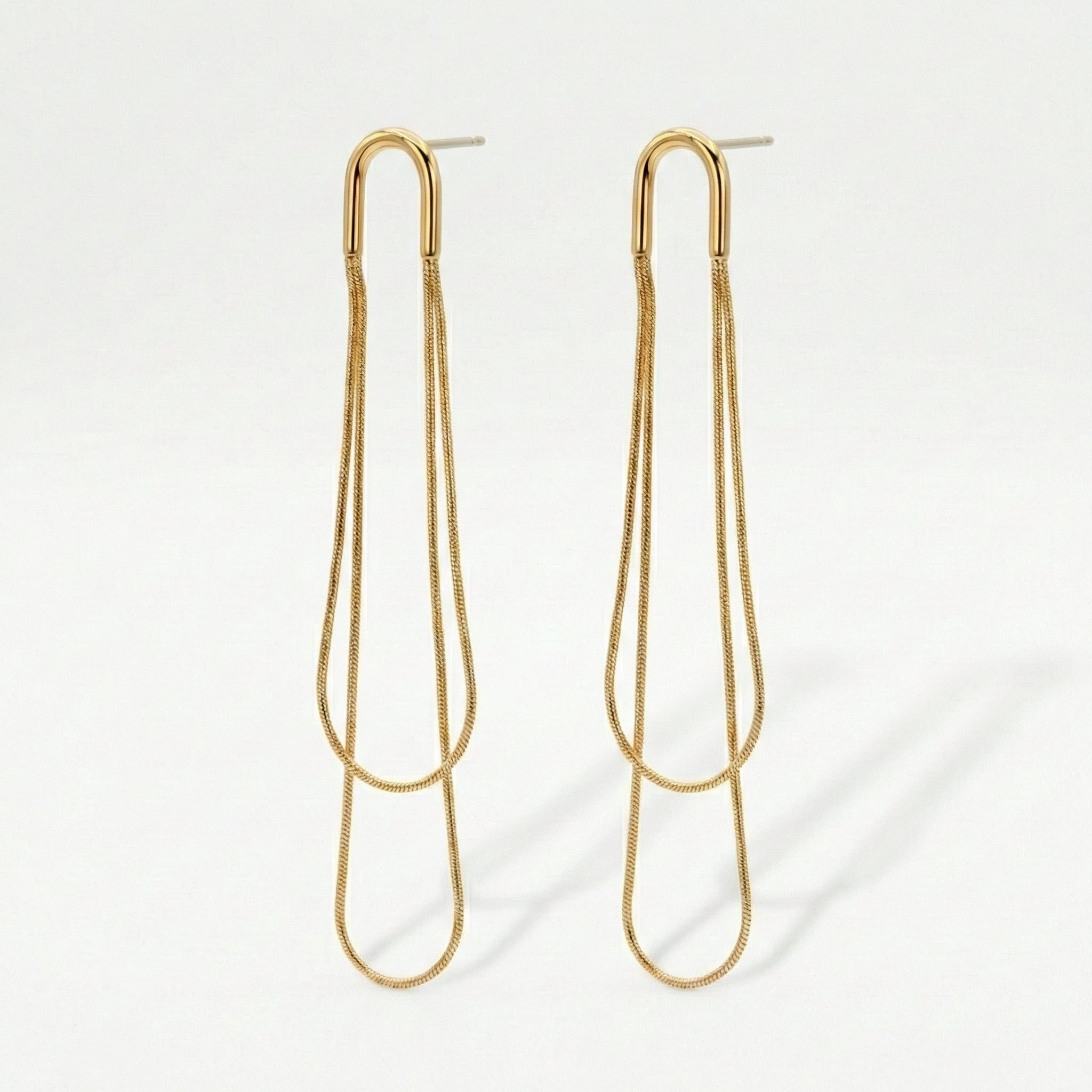 Long Drop Earrings in Gold