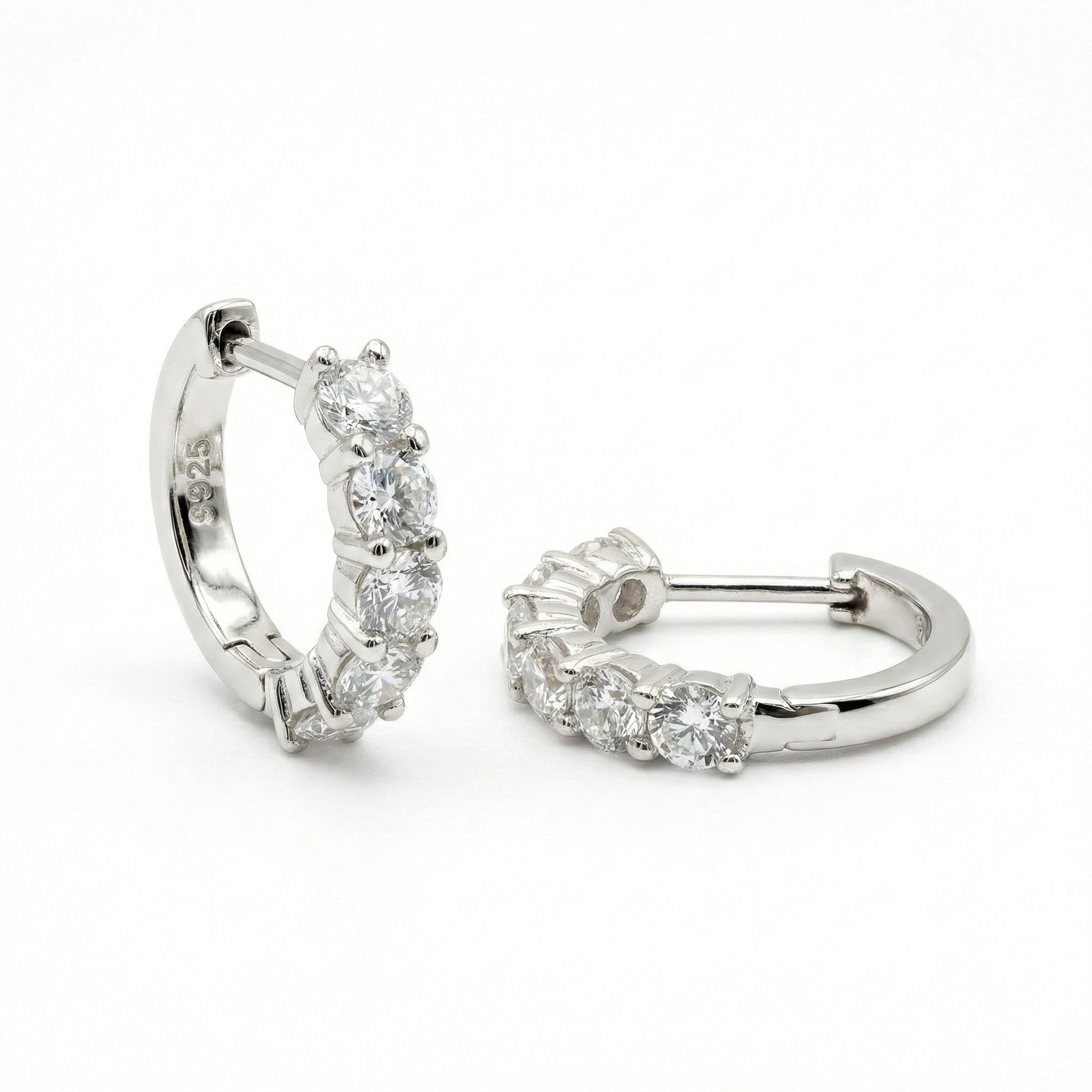 Sterling Silver Moissanite Huggie Earrings
