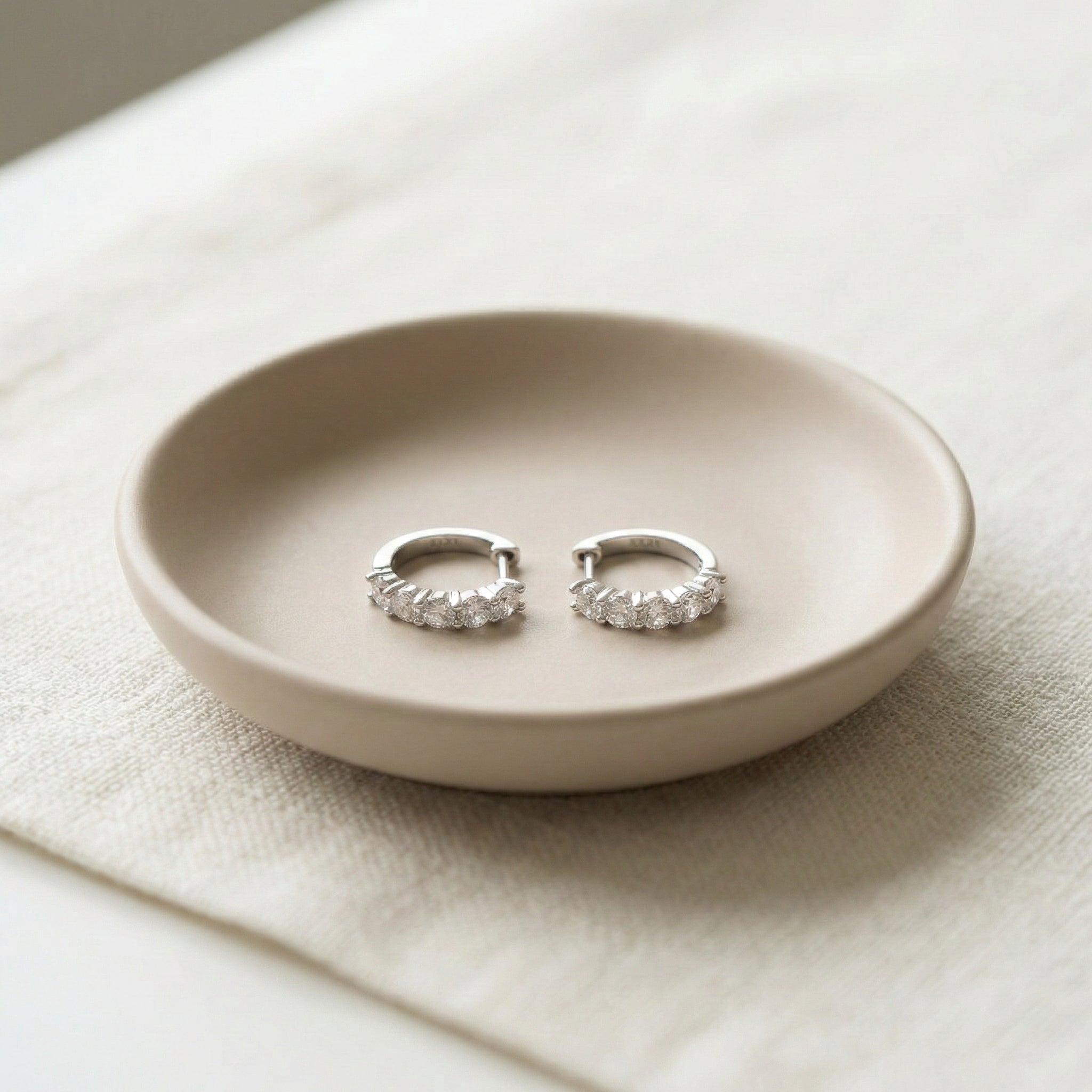 Sterling Silver Moissanite Huggie Earrings