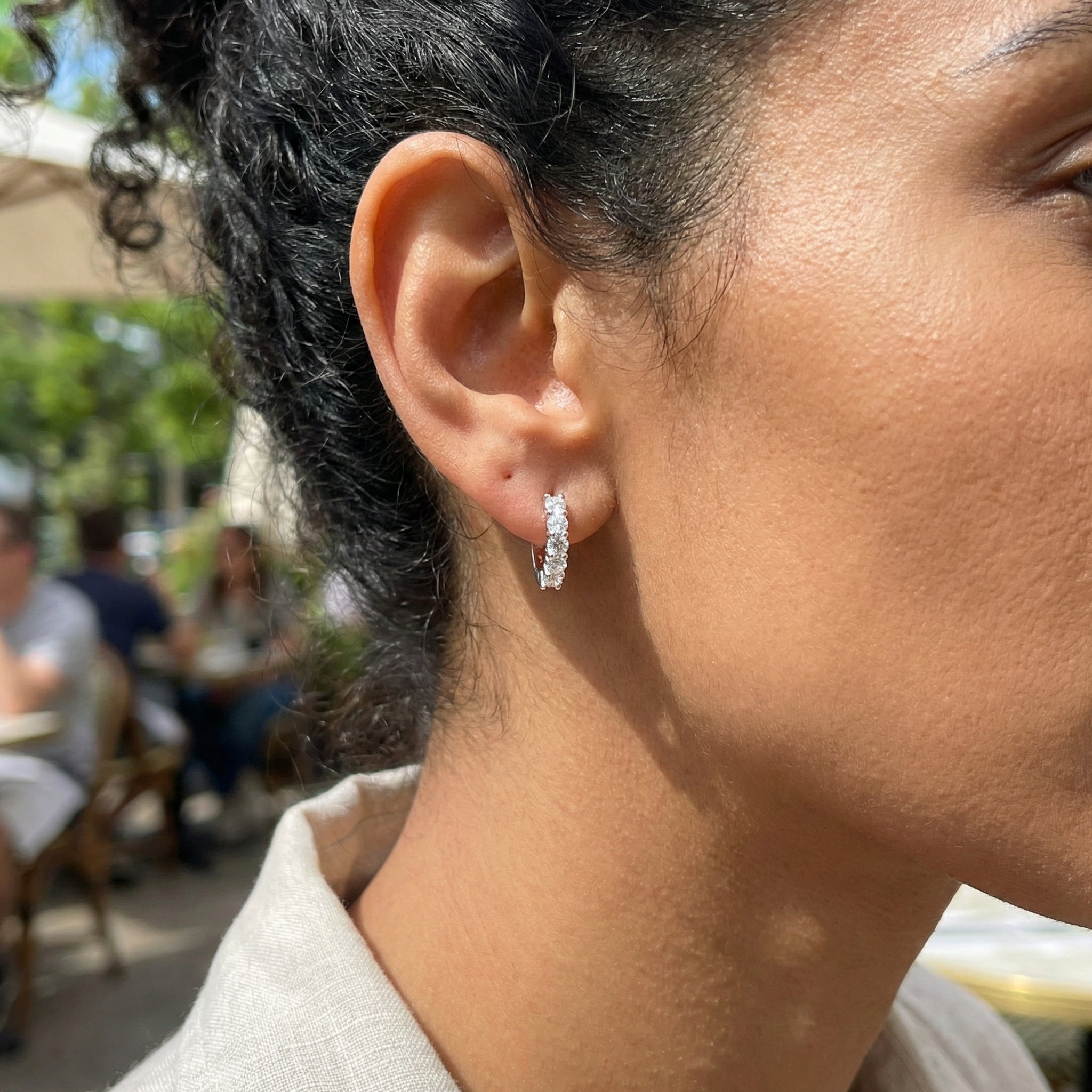 Sterling Silver Moissanite Huggie Earrings