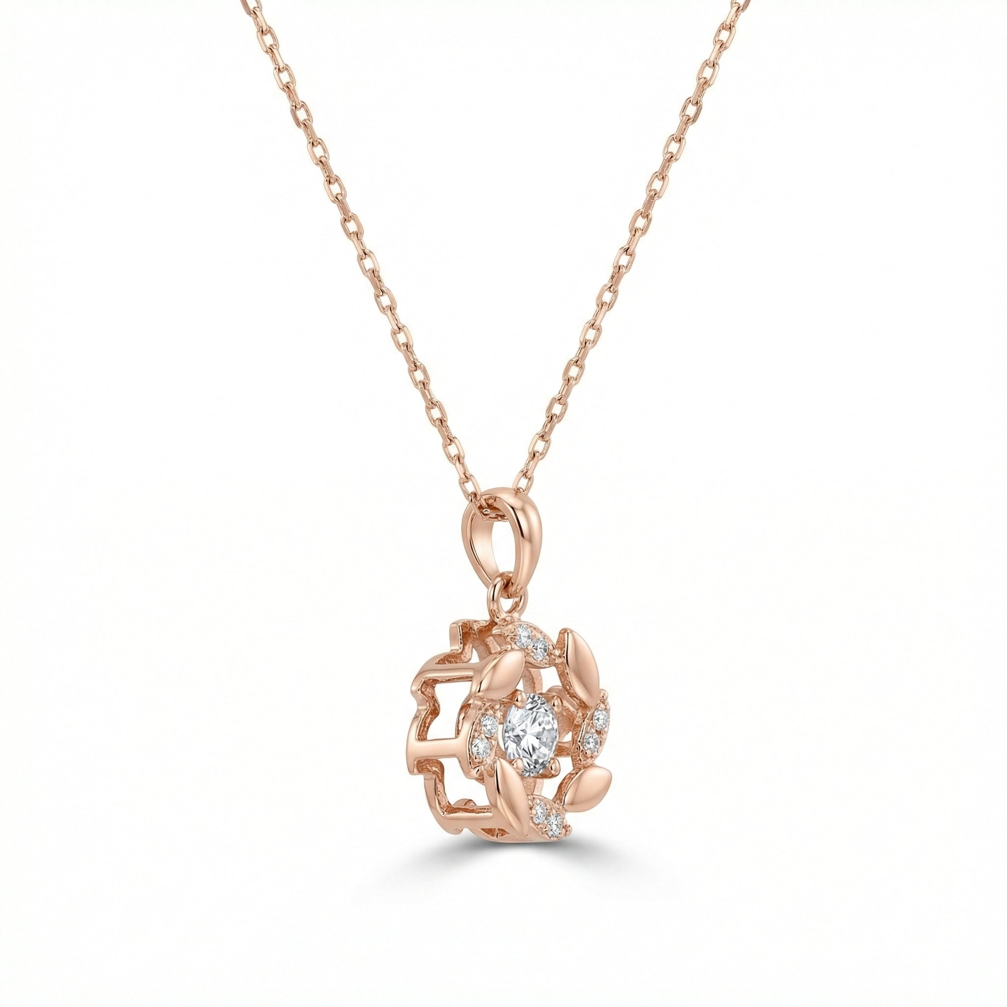 Floral Halo Moissanite Necklace