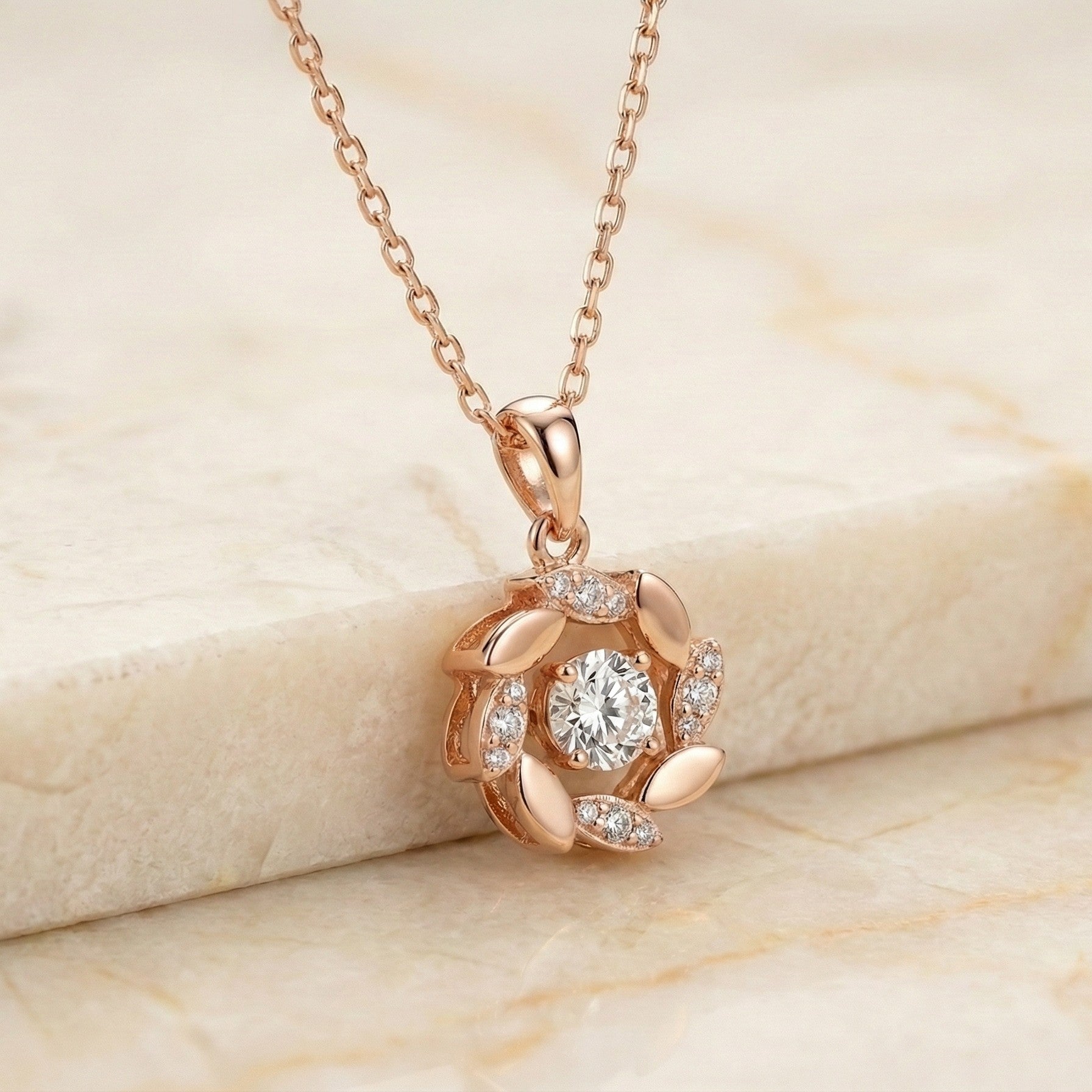 Floral Halo Moissanite Necklace