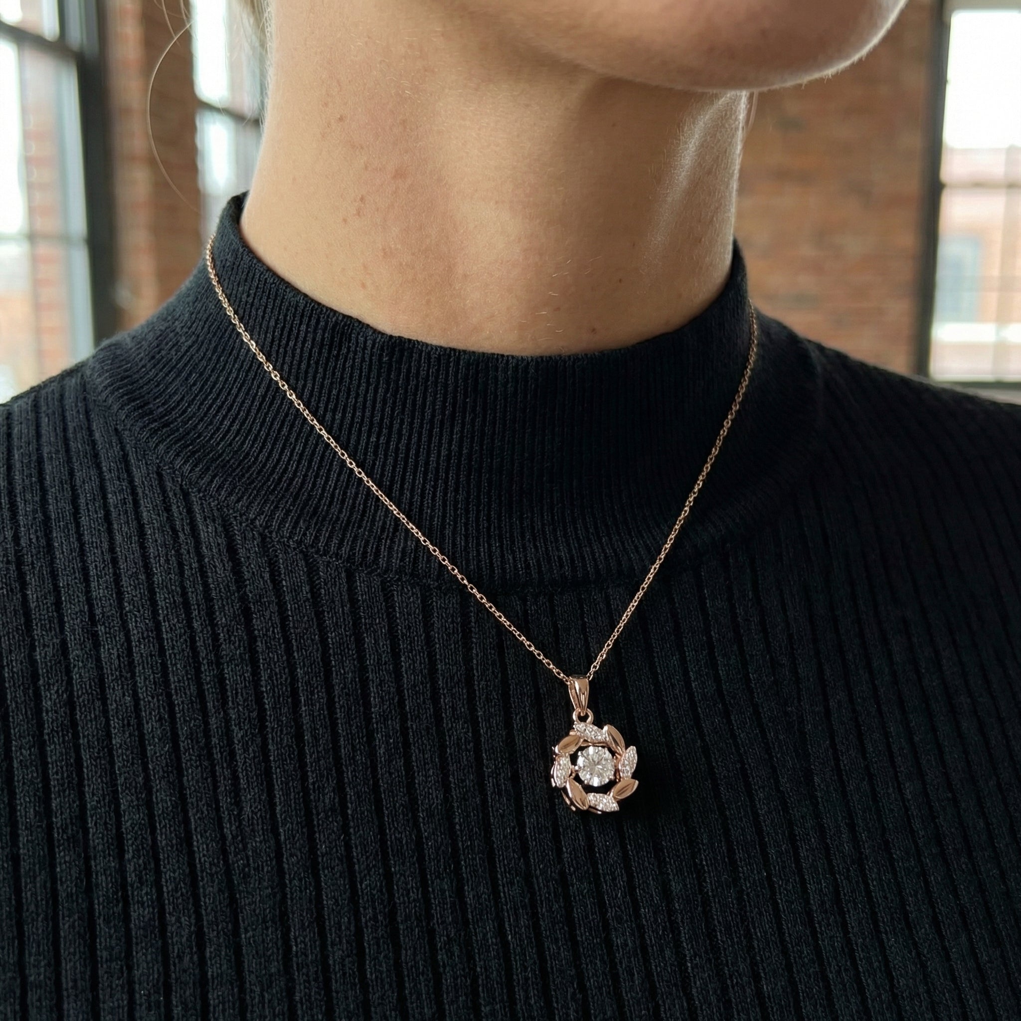 Floral Halo Moissanite Necklace
