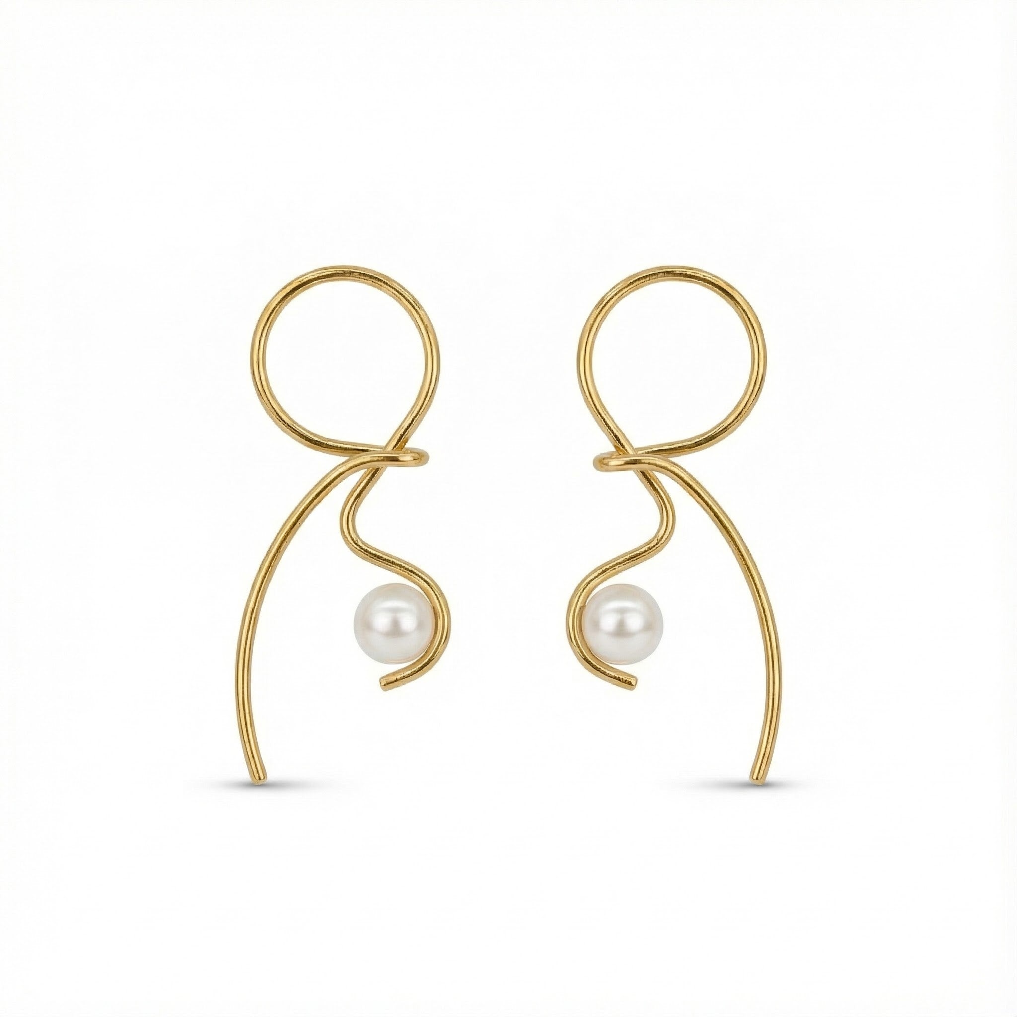 Sculpted Pearl Drop Earrings in Gold
