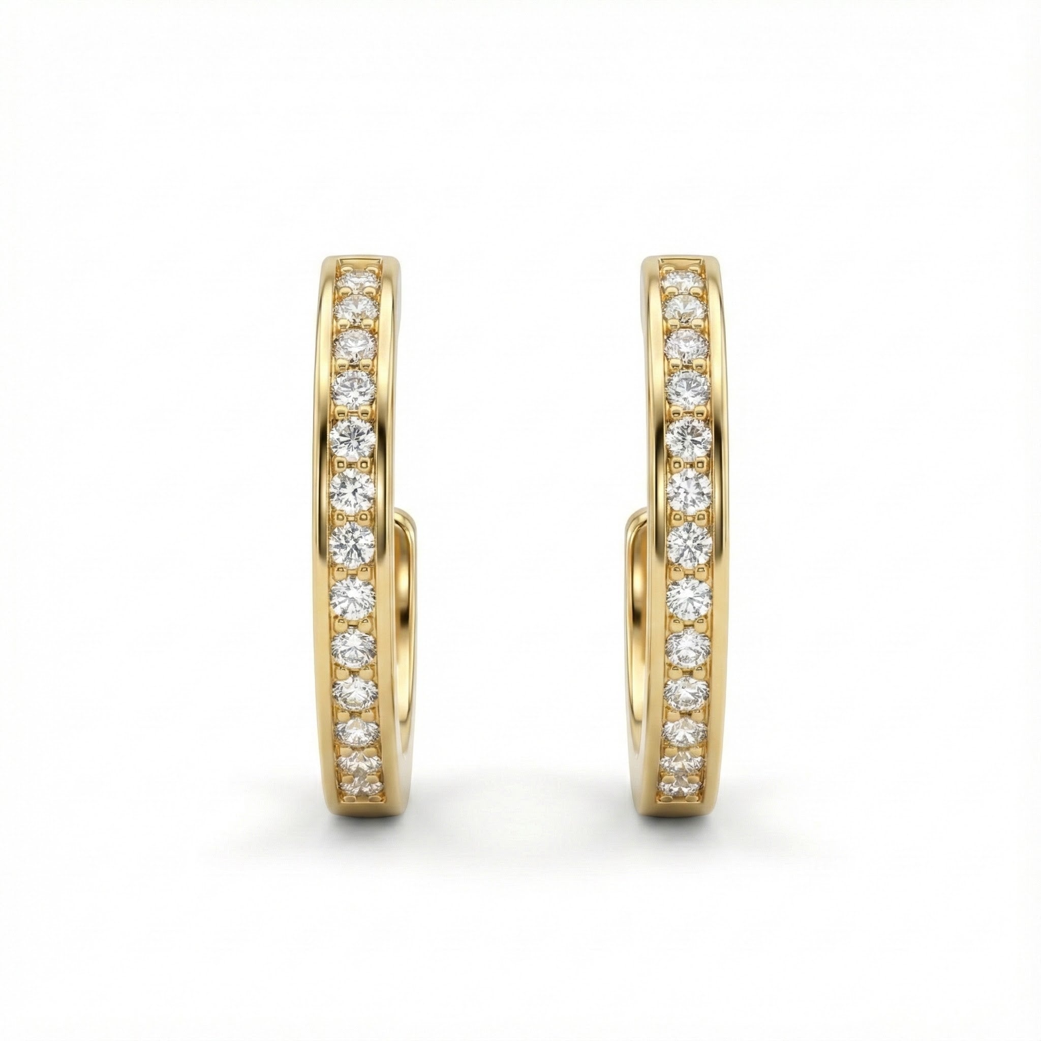 Pavé C-Hoop Earrings in Gold