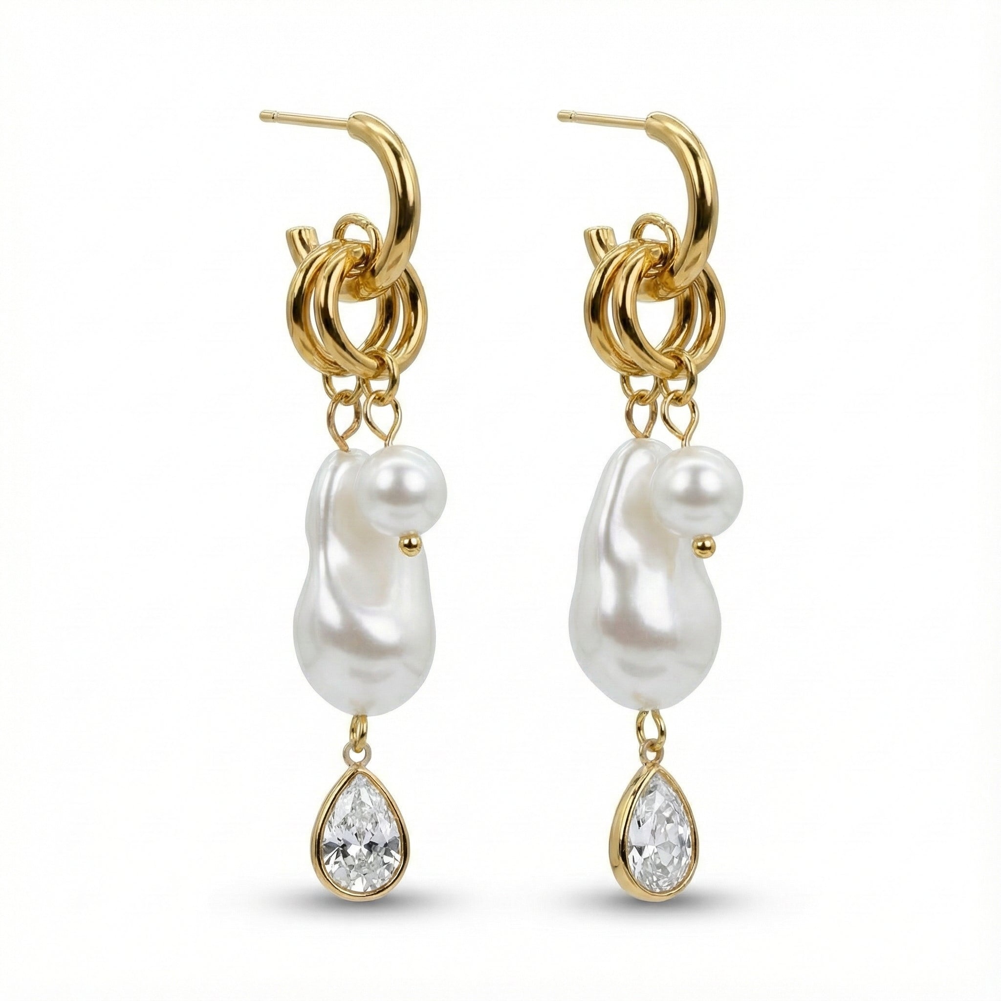 Baroque Pearl Drop Earrings in Gold