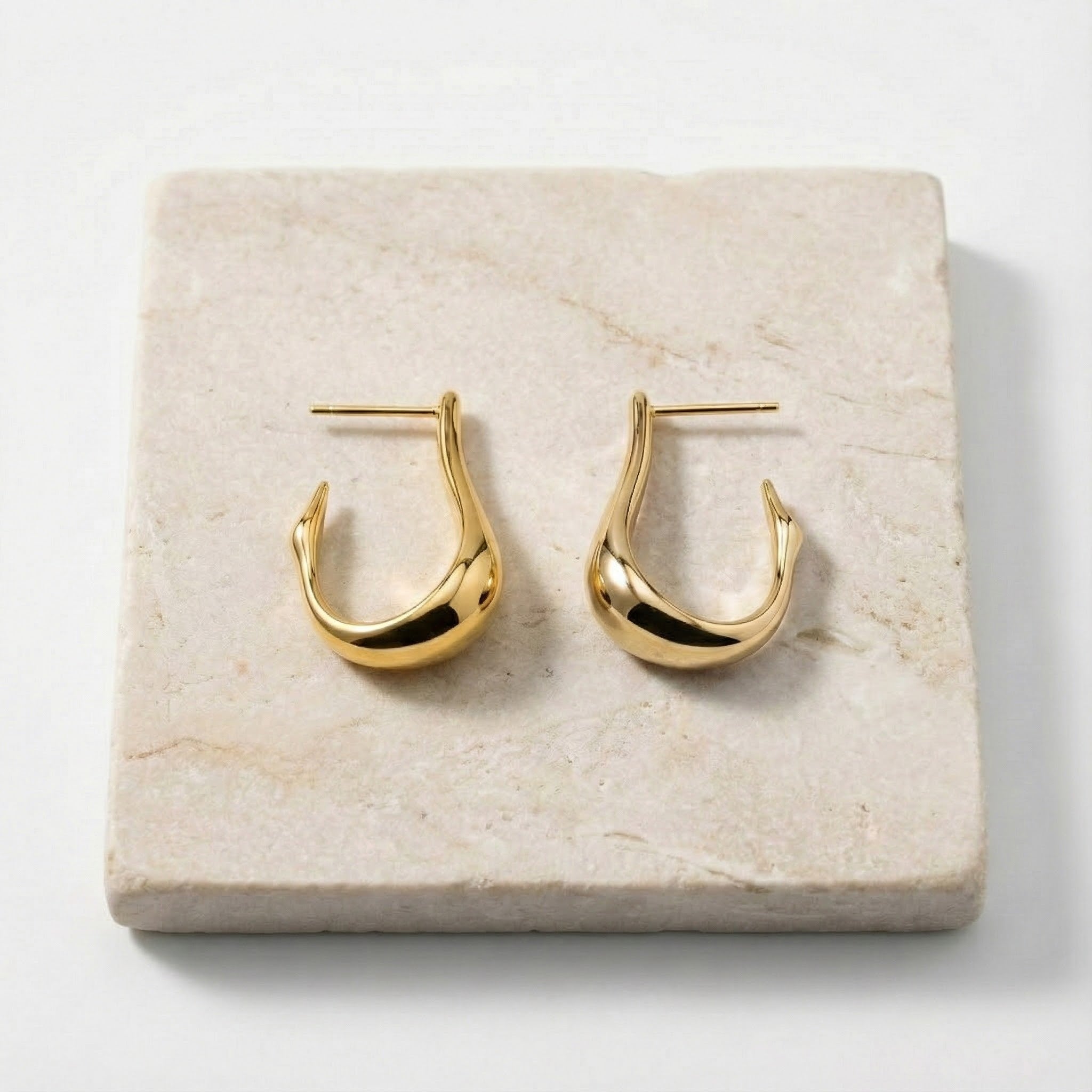 Elongated Hoop Earrings in Gold