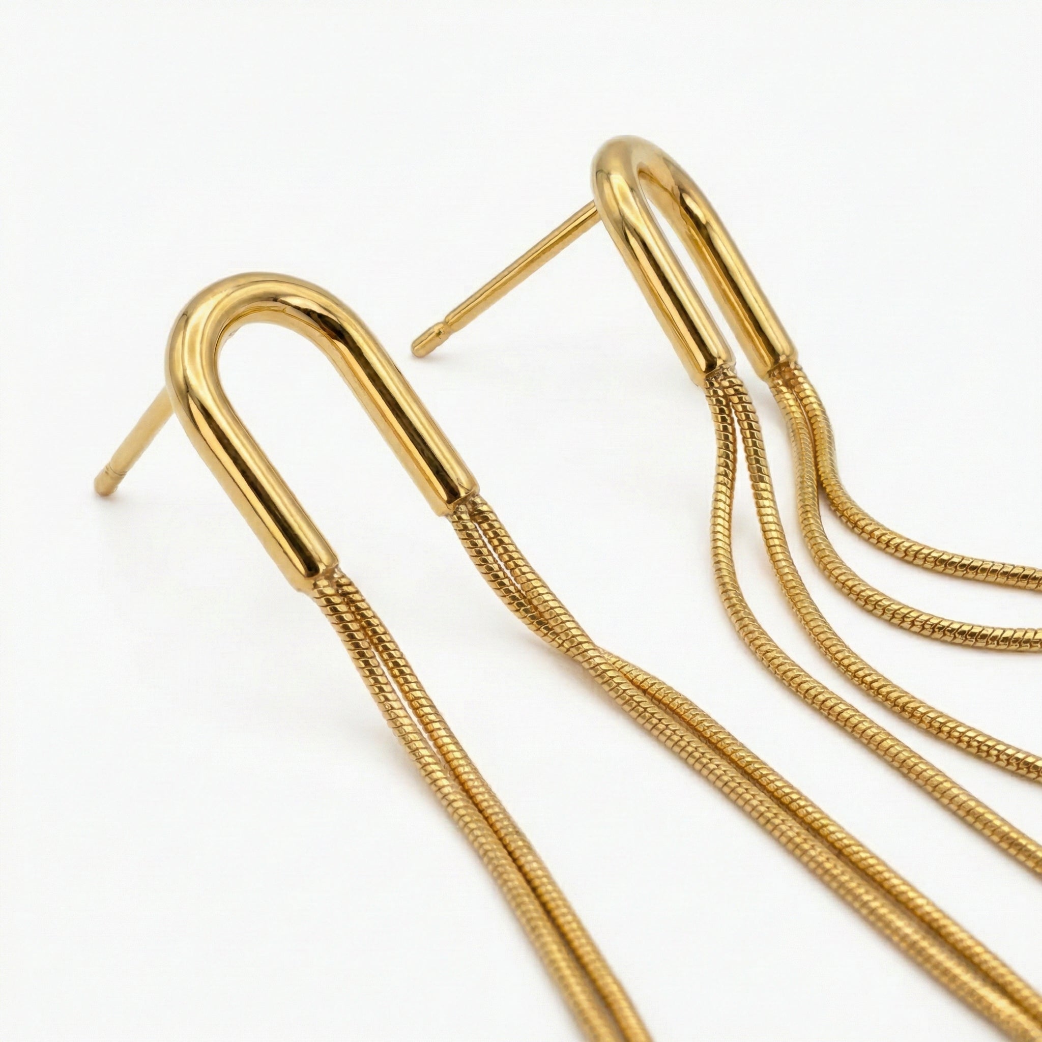 Long Drop Earrings in Gold