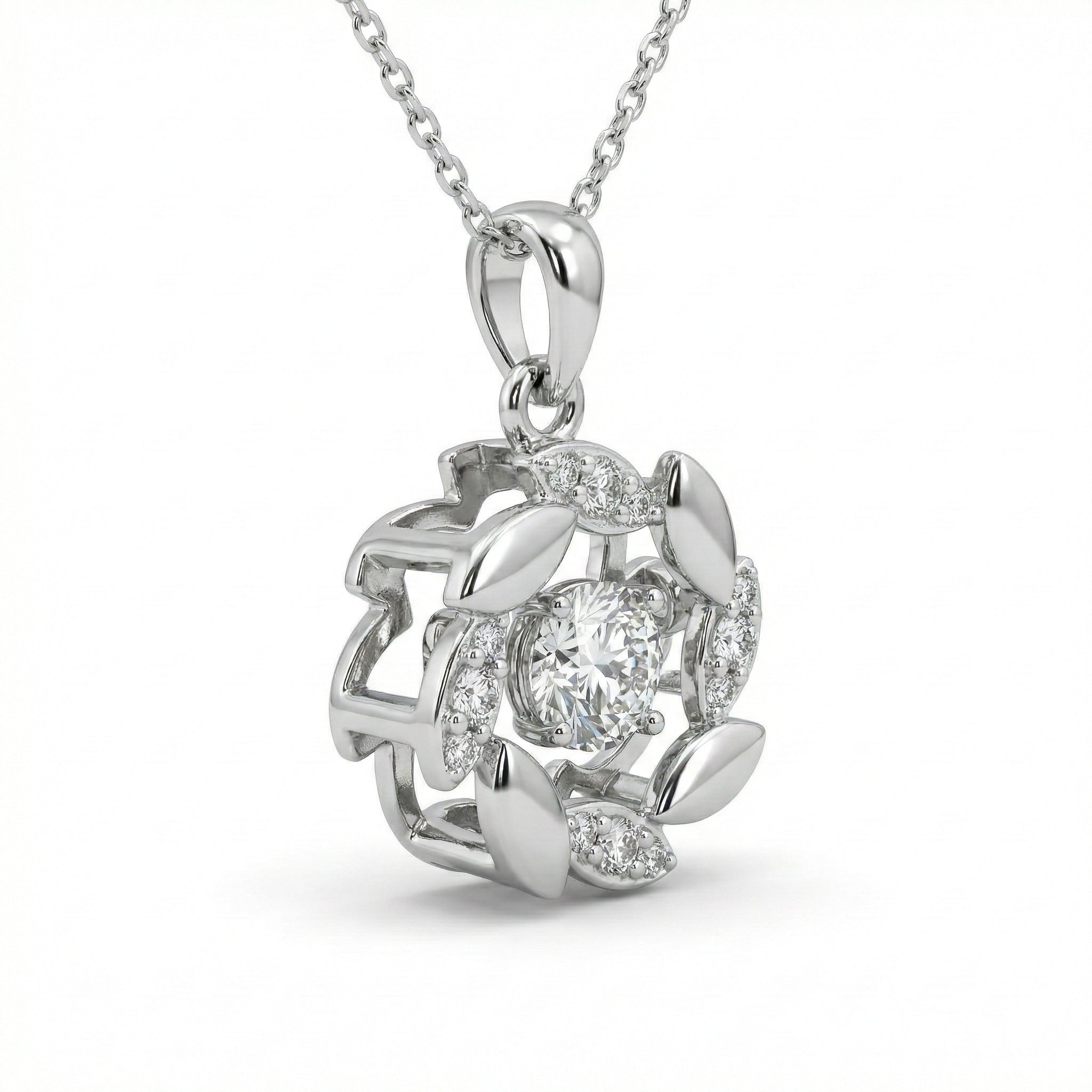 Floral Halo Moissanite Necklace