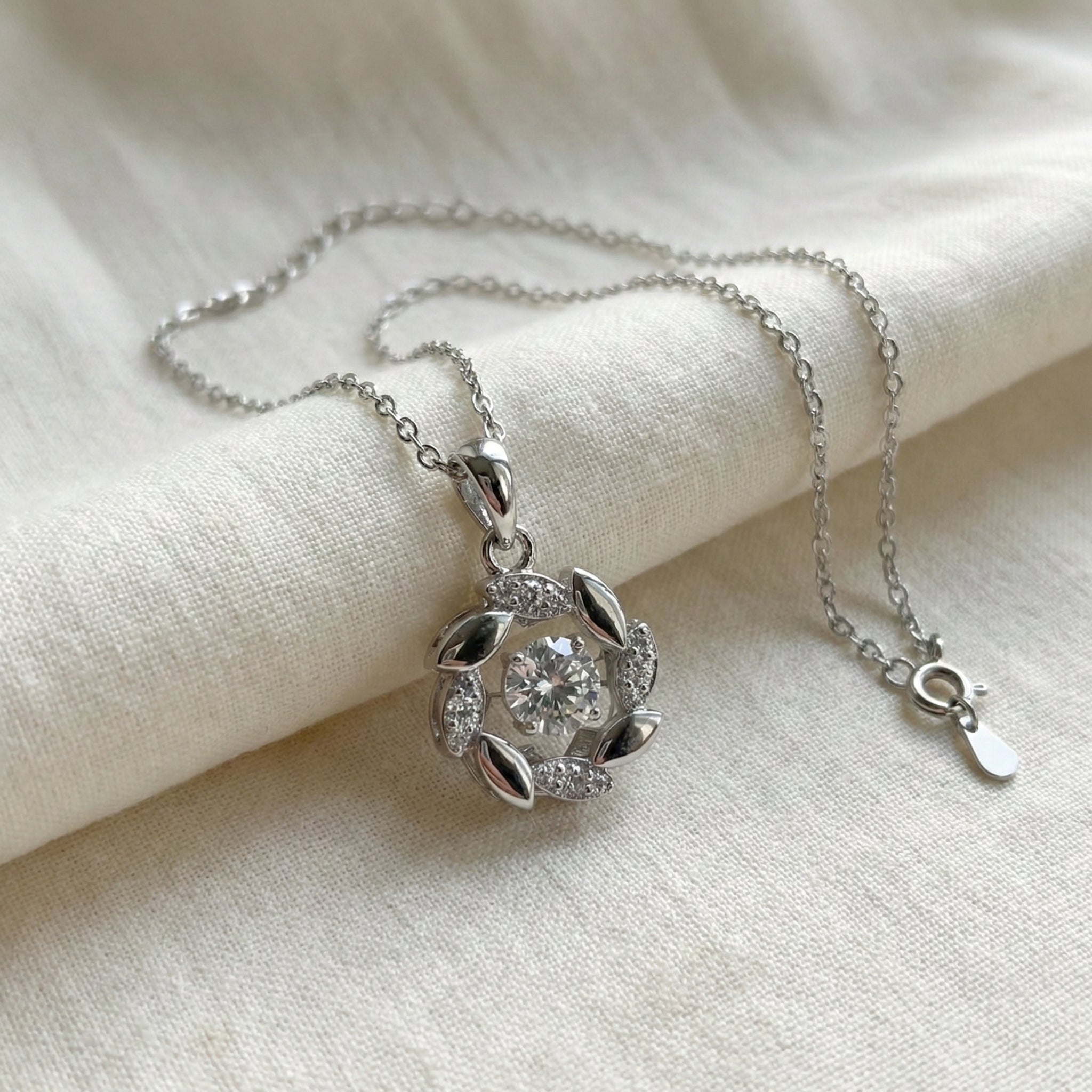 Floral Halo Moissanite Necklace